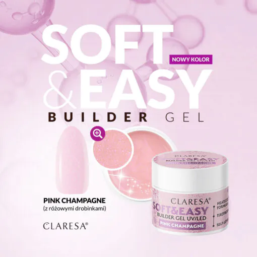 Claresa SOFT&EASY Builder Gel PINK CHAMPAGNE, rakennusgeeli, 90 g